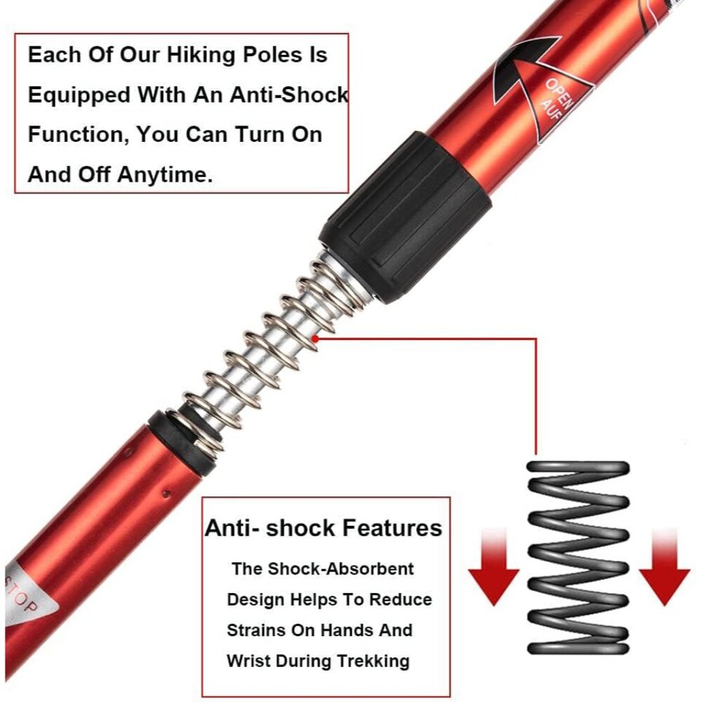 Hiking Trekking Poles, 2 Pack Collapsible, Lightweight, Anti Shock, Walking Stic - Picture 4 of 7